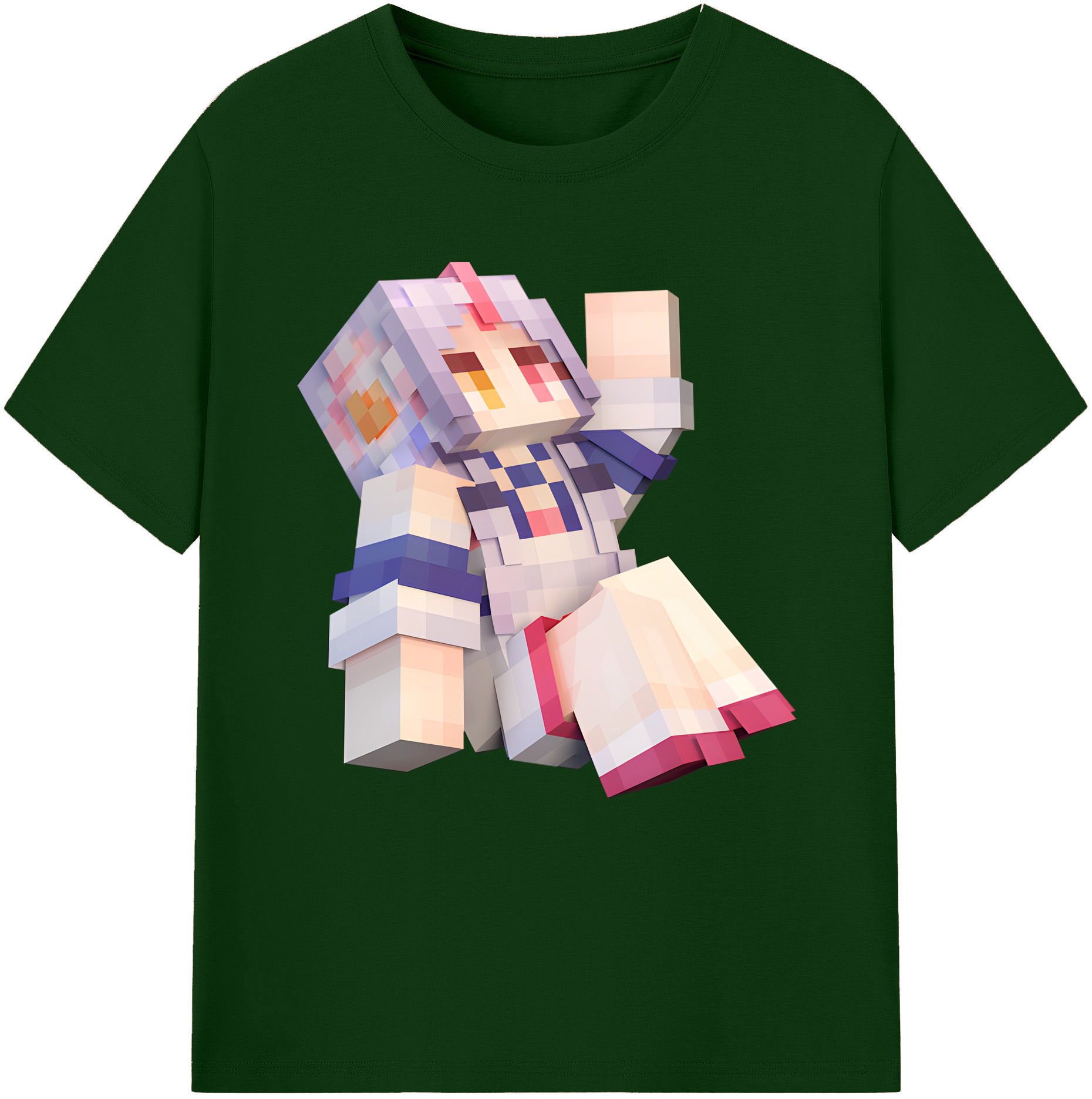 （画像用） マインクラフト ブロックの世界 Minecraft MC Block world 綿100％半袖Tシャツ（フロントプリント）